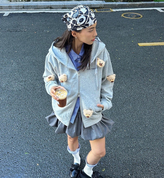 13DE MARZO Doozoo Full Zipper Hoodie (Grey)