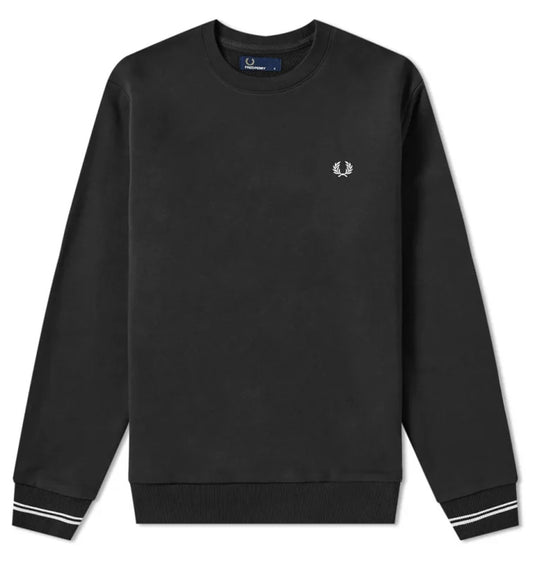 Fred Perry Small Logo Stripe Sleeve Sweatshirt (Black)