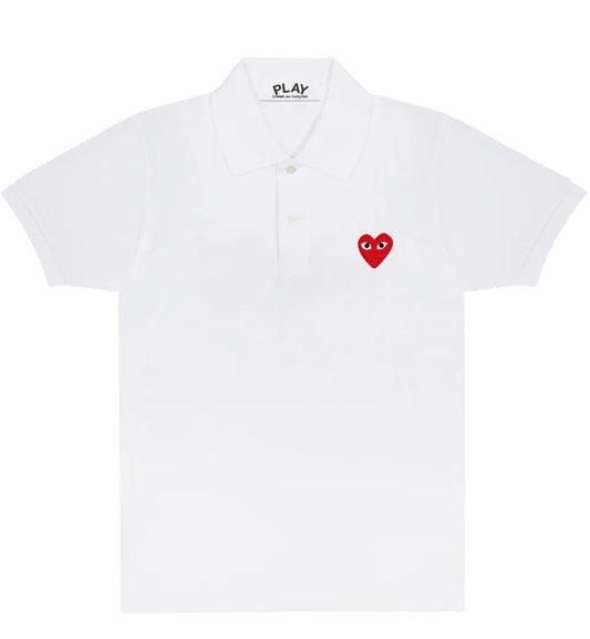 CDG Play Red Heart Polo Shirt (White)