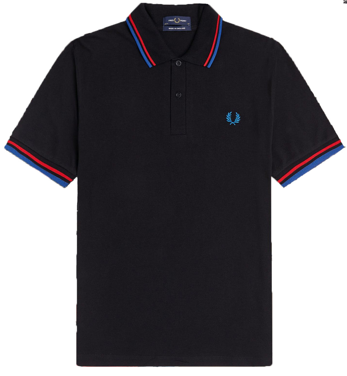 Fred Perry Blue Red Striped Black Polo Shirt – The Factory KL