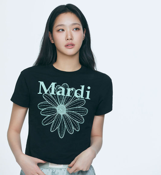 Mardi Mercredi Flower Mardi T-Shirt (Mint Black)