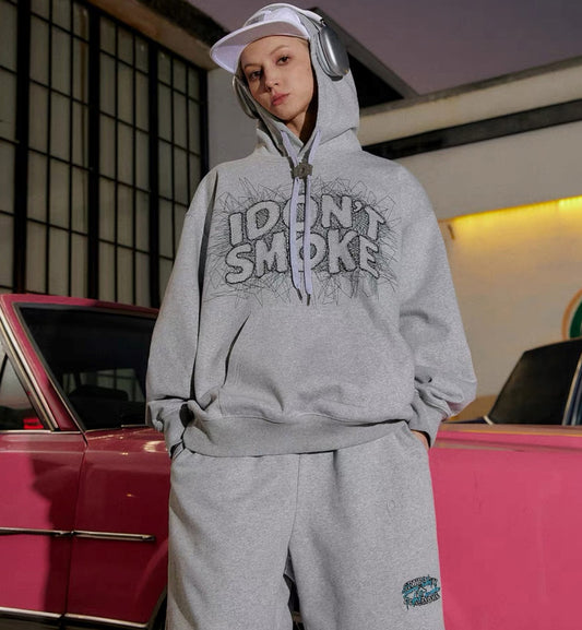 I Don't Smoke Embroidery Logo Hoodie (Grey)