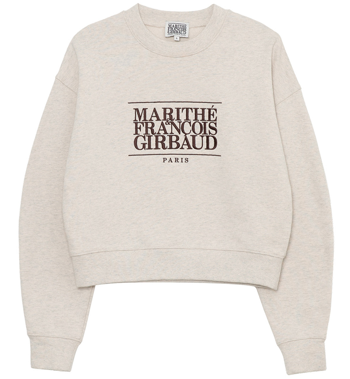 Marithe W Classic Logo Crop Sweatshirt (Oatmeal)