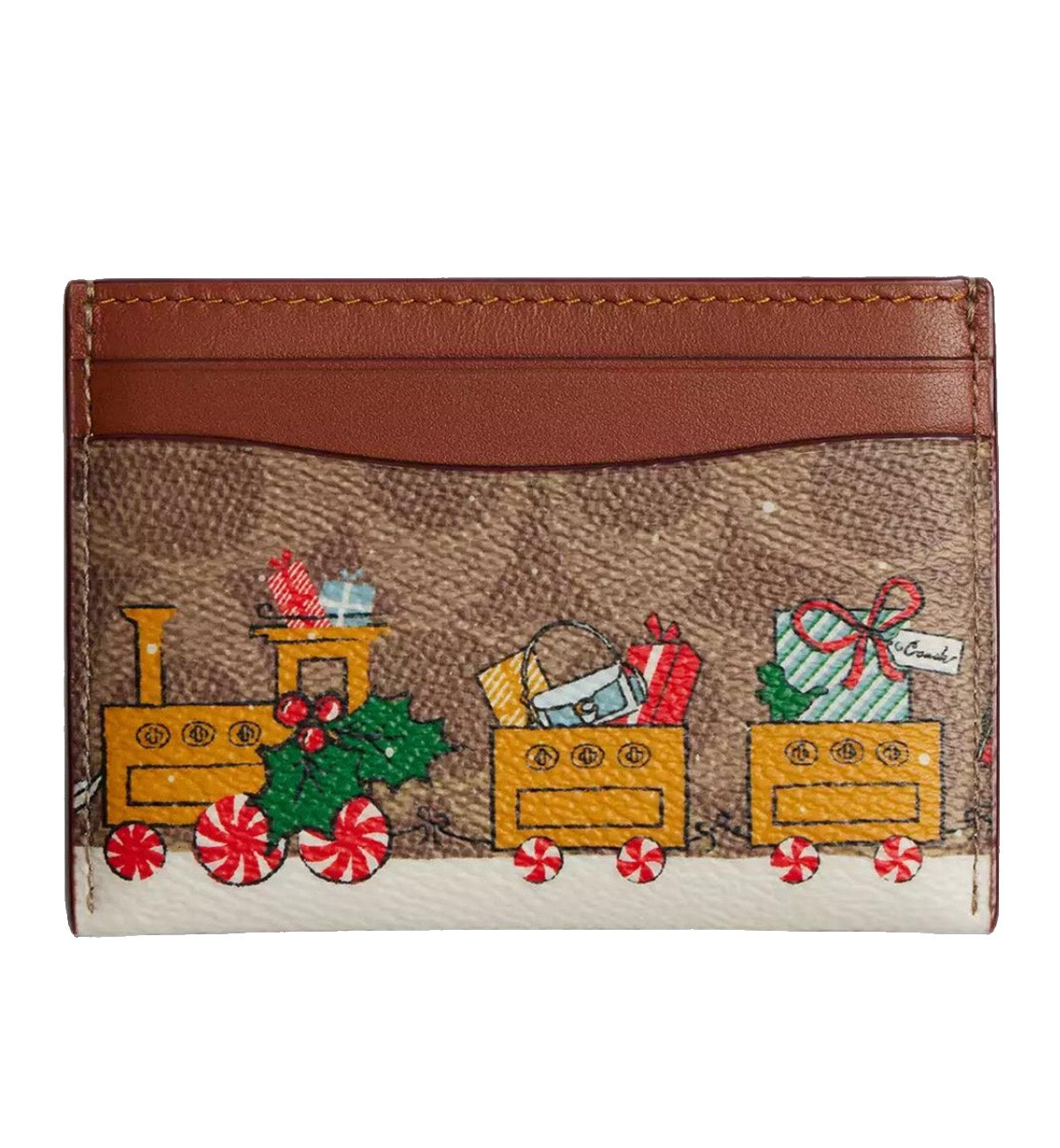 Coach Holiday Essential Card Case Signature Canvas Train
