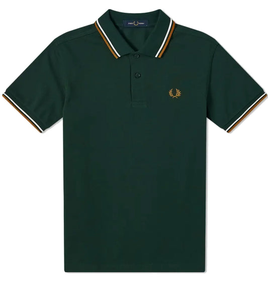 Fred Perry Khaki White Stripe Evergreen Polo Shirt