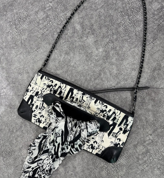 [Pre-used] Chanel Bag WOC Mademoiselle Print Tied Scarf Bag