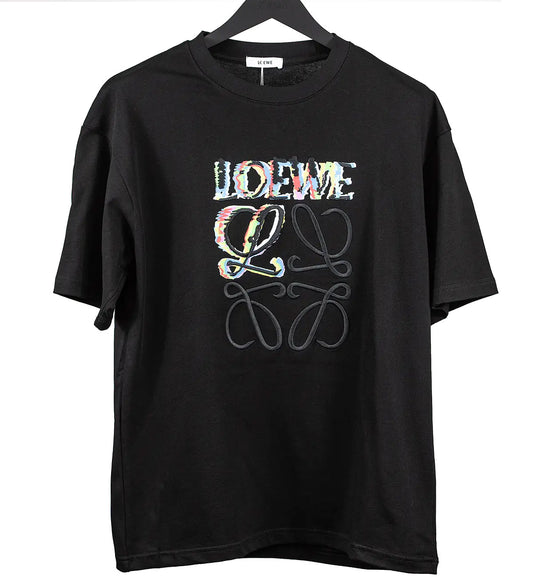 Loewe Glitch Anagram Cotton T-Shirt (Black)