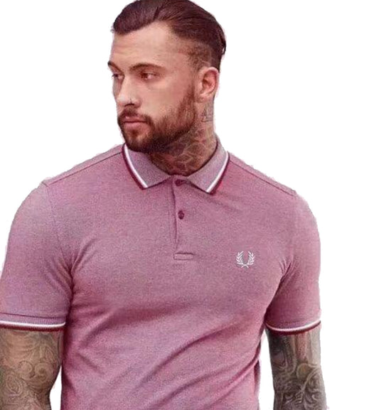 Fred Perry Red White Collar Pink Polo Shirt