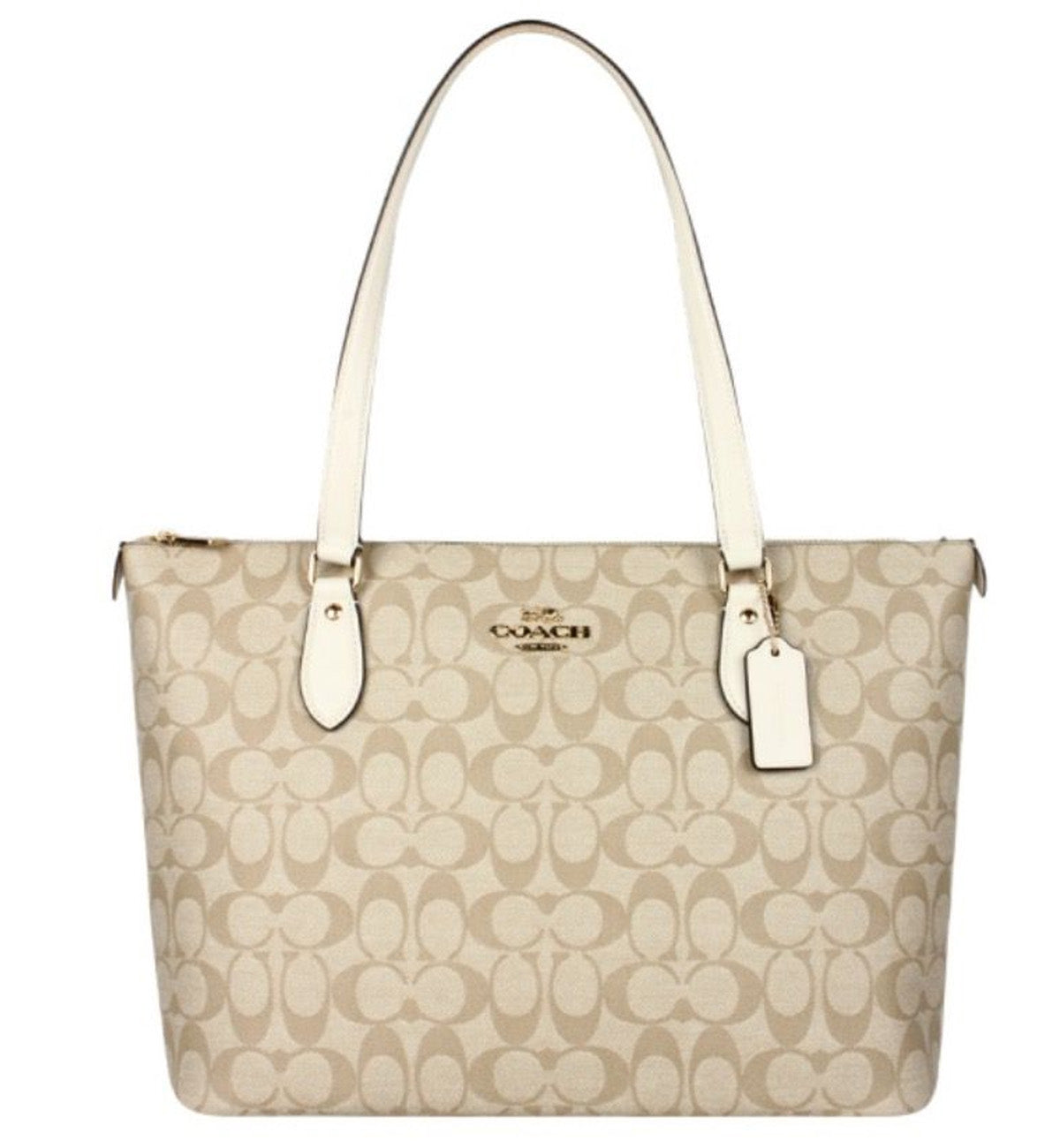 Coach Signature PVC City Zip Tote Khaki