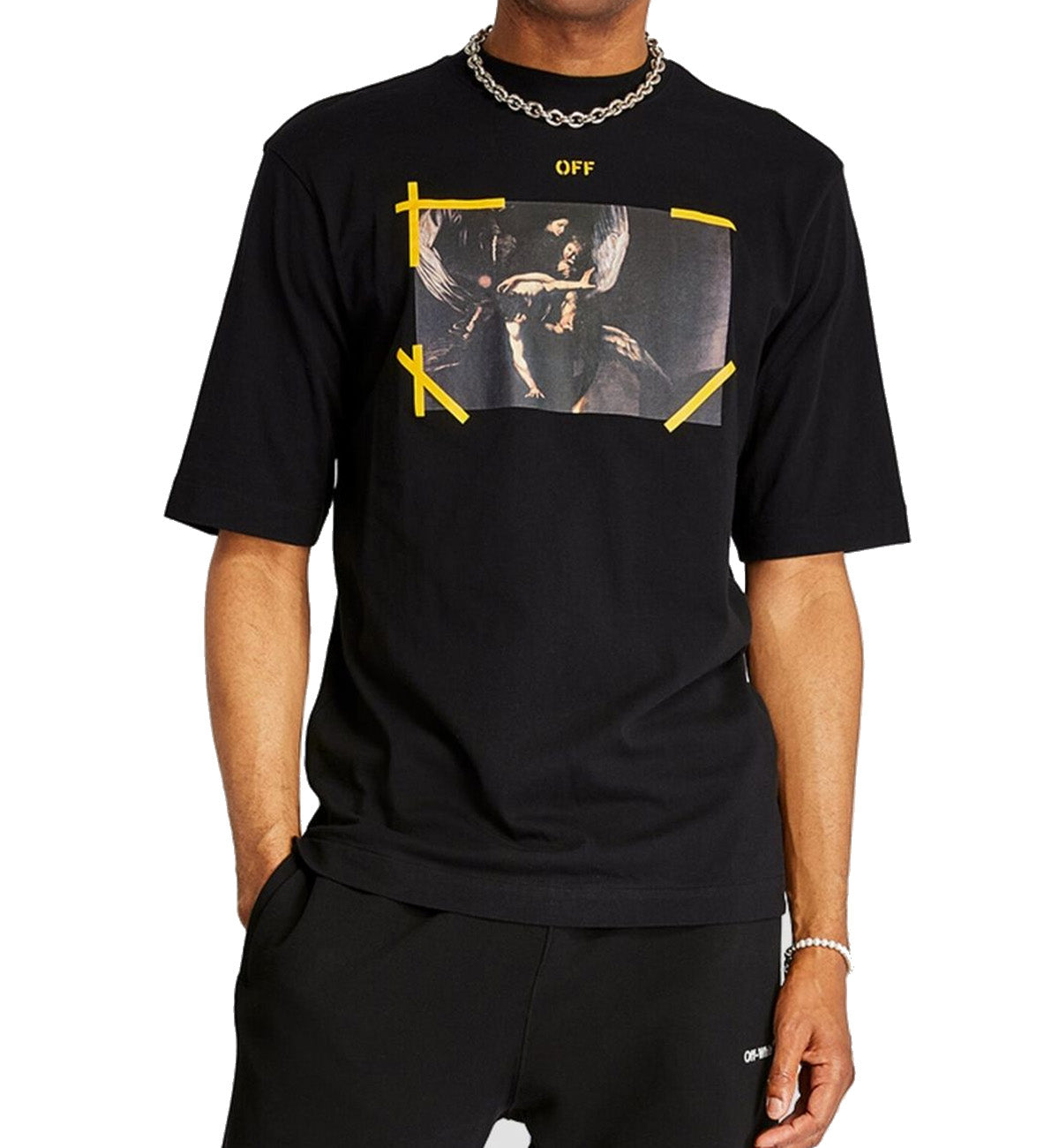 Off-White Yellow Line Caravaggio T-Shirt (Black)