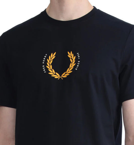 Fred Perry Laurel Orange Wreath T-Shirt (Black)