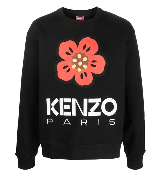 Kenzo Poppy Cotton Sweatshirt (Black)