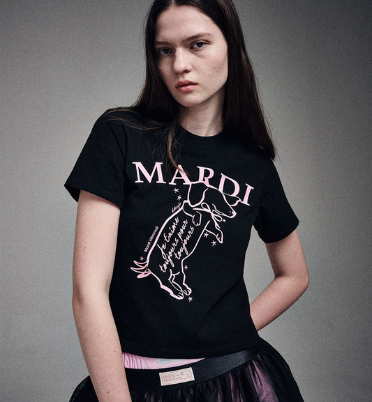 Mardi Mercredi Swing The Tail T-Shirt (Black Pink)