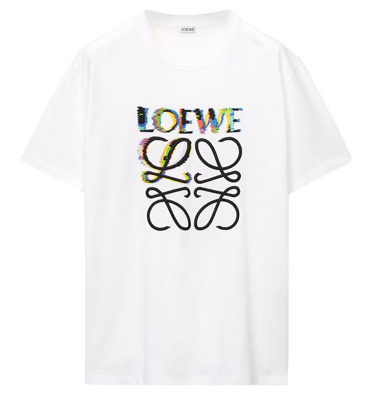 Loewe Glitch Anagram Cotton T-Shirt (White)