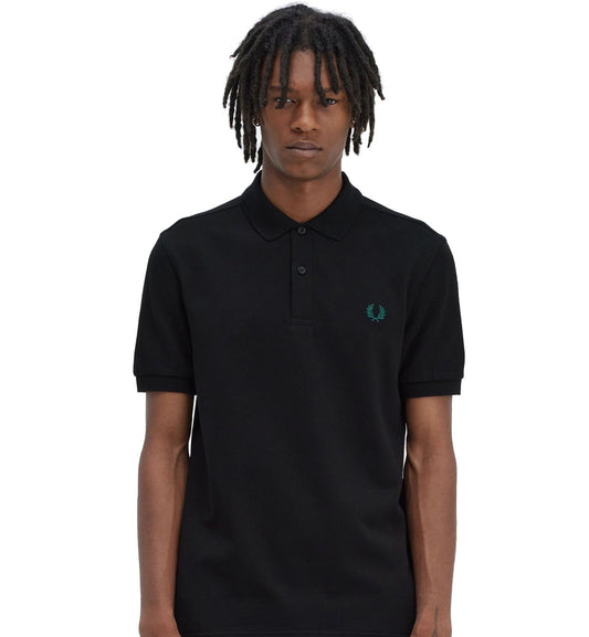 Fred Perry Tennis Polo Shirt - Black (Green Laurel)