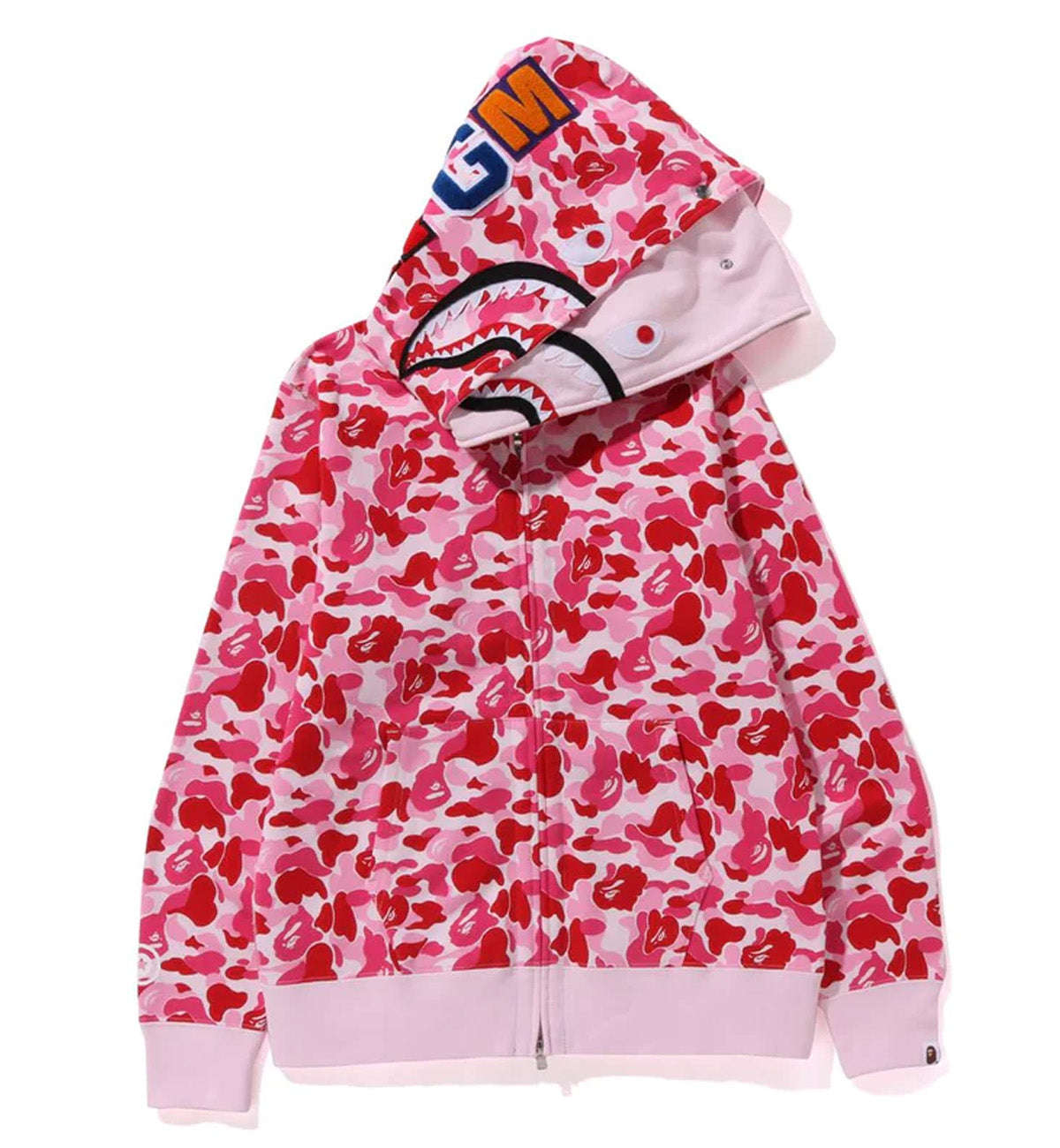 Bape WGM Camo Double Shark Full Zip Hoodie (Pink)