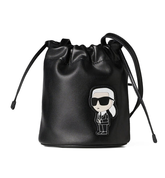 Karl Lagerfeld Black Bucket Bag in Leather