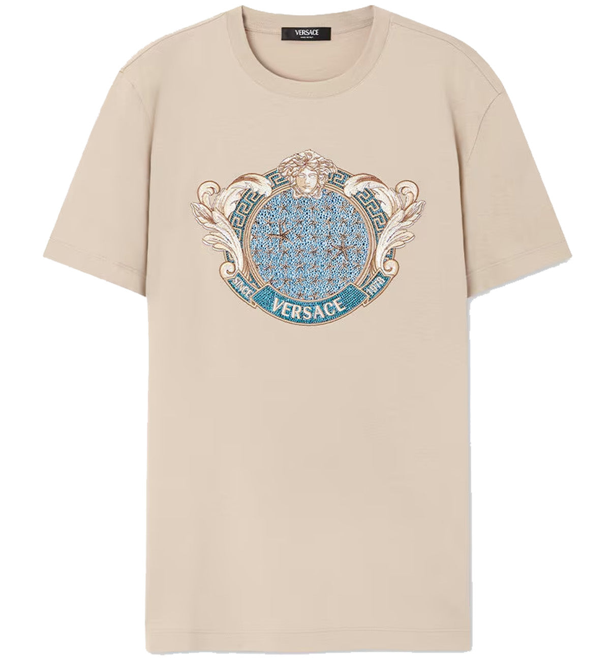 Versace Crystal Starfish Blason T-Shirt (Beige)