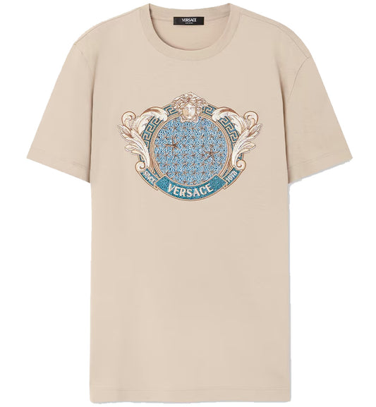 Versace Crystal Starfish Blason T-Shirt (Beige)