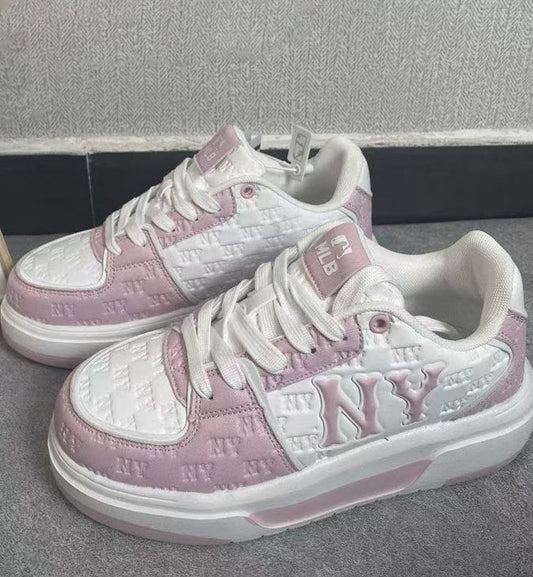 MLB Chunky NY Monogram Pink White