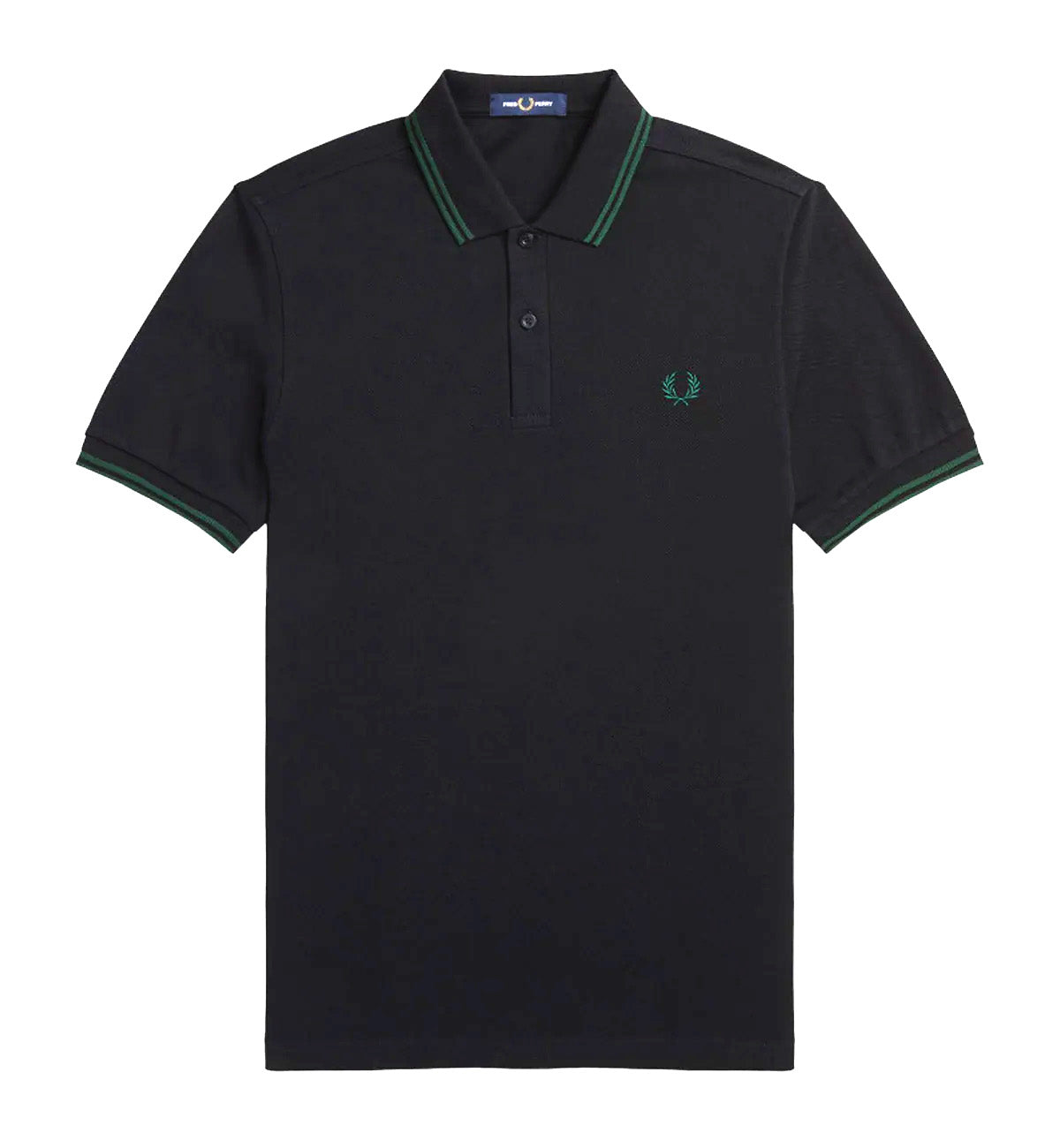 Fred Perry Green Double Stripe Black Polo Shirt