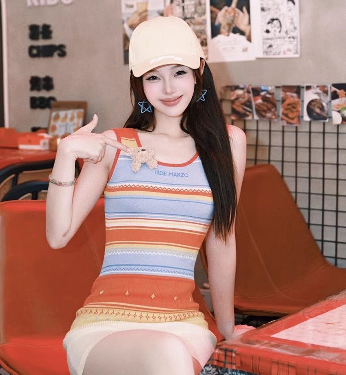 13DE MARZO Bohemian Stripe Dress (Color)