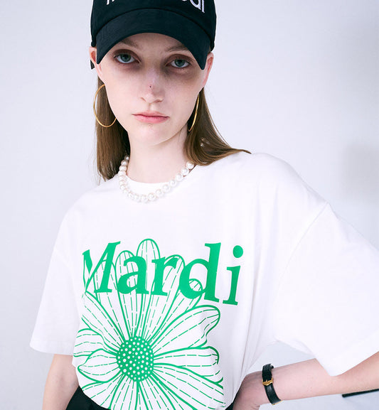 Mardi Mercredi Flower Mardi T-Shirt (White Green)