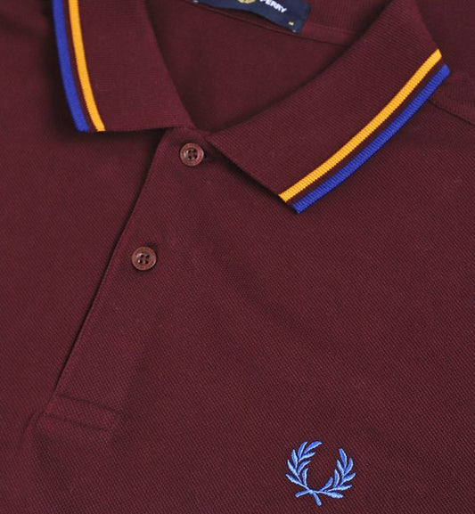 Fred Perry Blue Yellow Stripe Maroon Polo Shirt