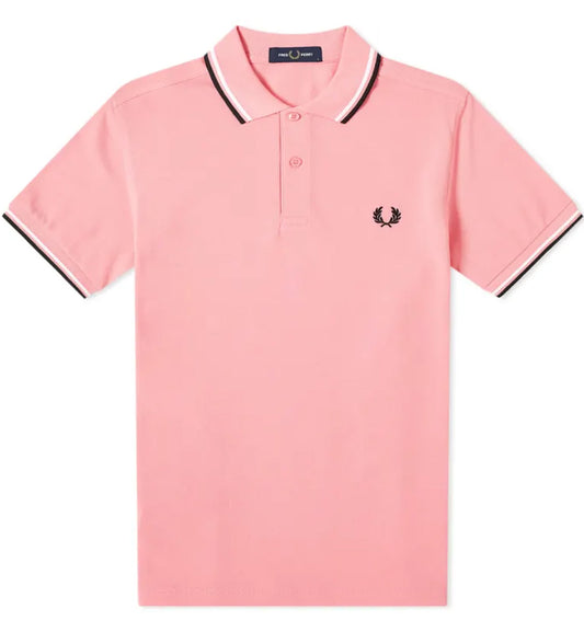 Fred Perry Black White Twin Tipped Pink Polo Shirt