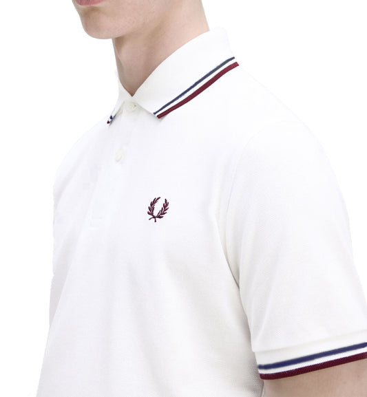 Fred Perry Maroon Navy Stripe White Polo Shirt