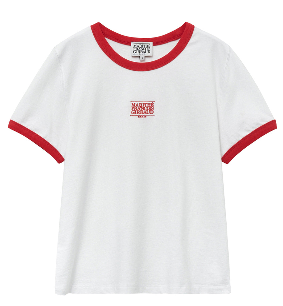 Marithe W Classic Logo Ringer T-Shirt (White Red)