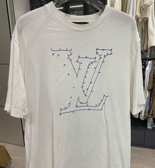 [Pre-used] LV Tee White Embroided Stitch Numbers V2