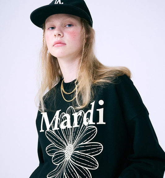 Mardi Mercredi Flower Mardi Sweatshirt (Black Cream)