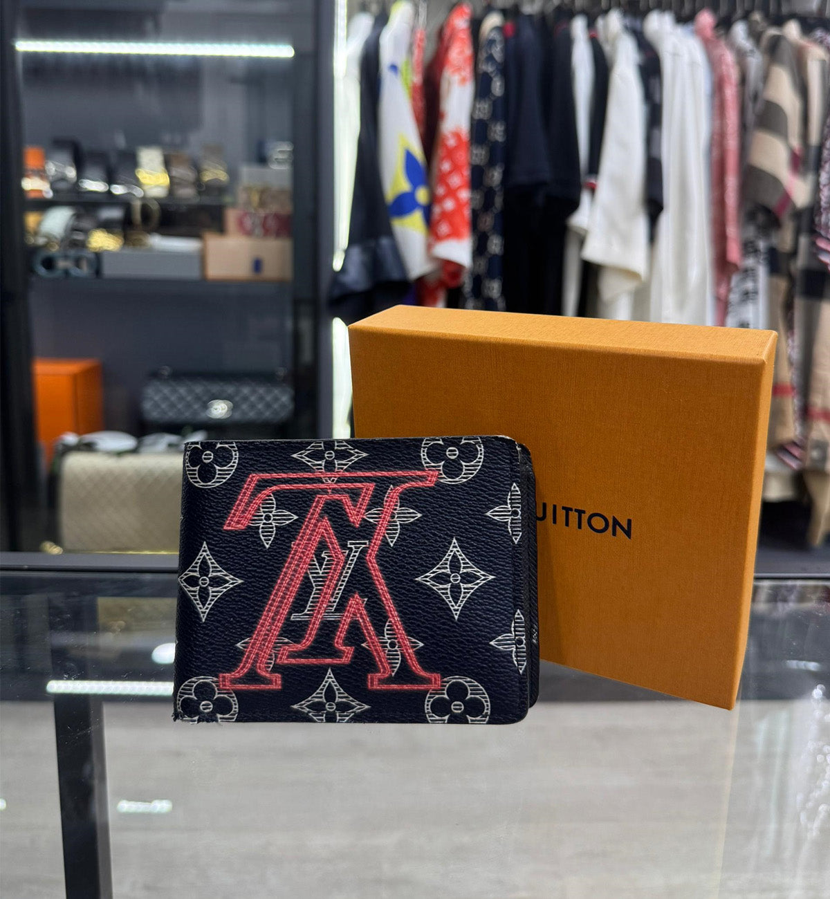 [Pre-used] LV Upside Down Wallet Reverse Navy Monogram