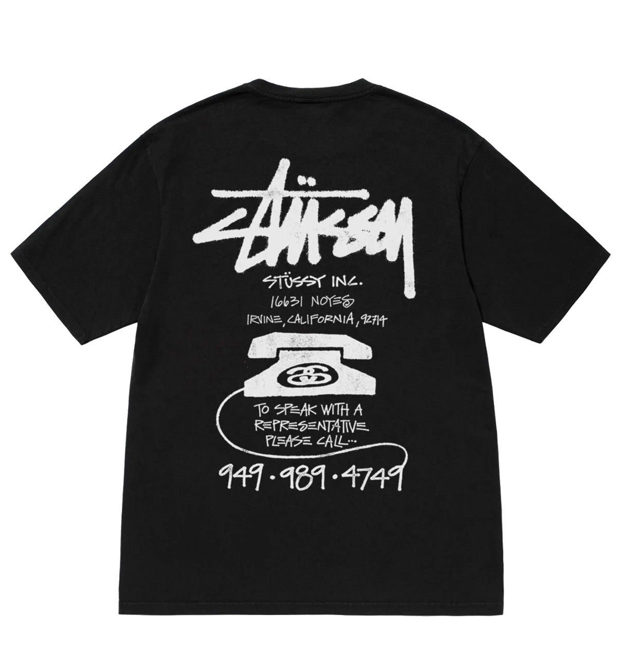 Stussy Old Phone Pig Dyed Tee (Black)