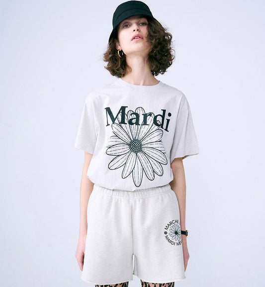 Mardi Mercredi Flower Mardi T-Shirt (Oatmeal Black)