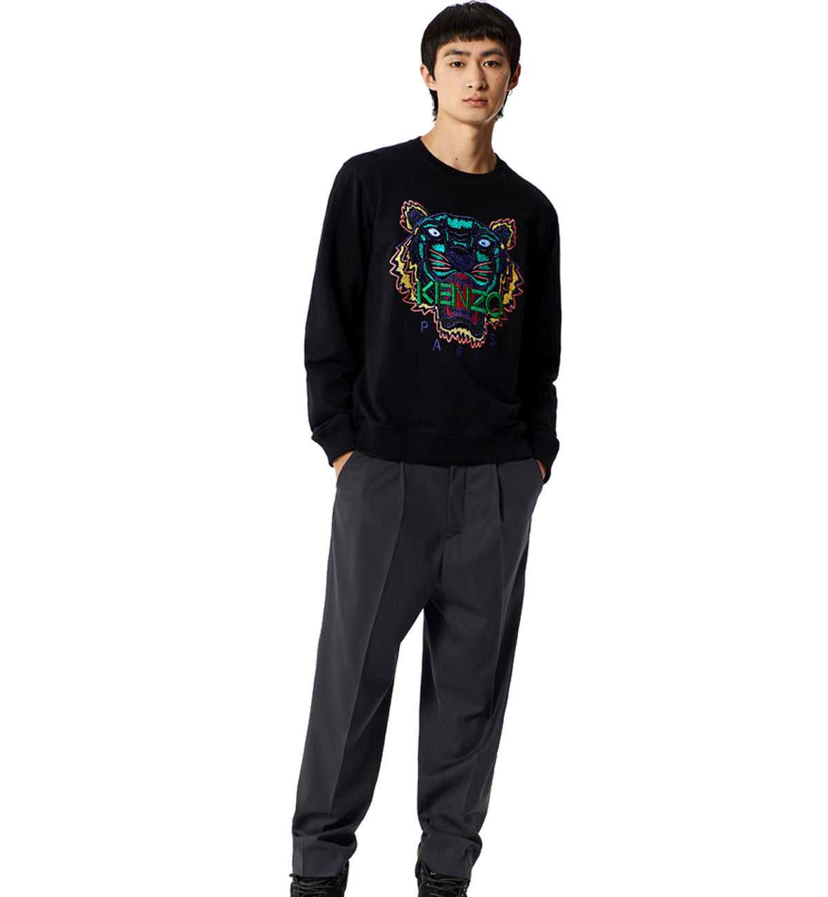 Kenzo Navy Green Embroidered Tiger Logo Sweatshirt