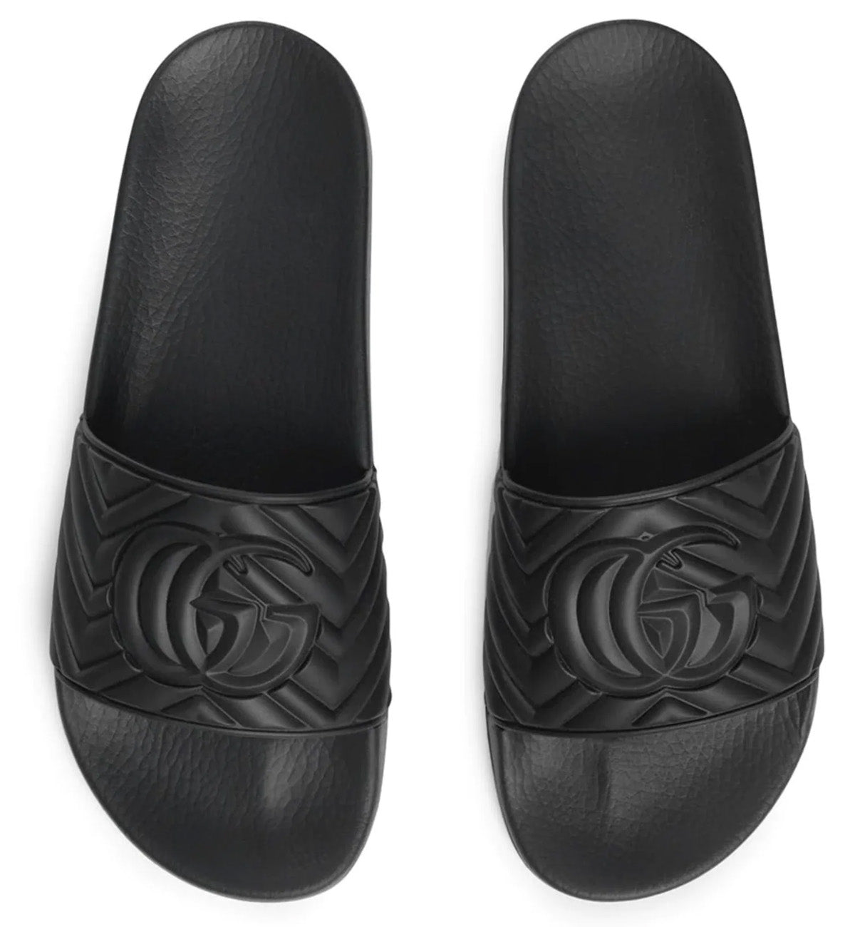 Gucci Matelassé Rubber Slide Sandal (Black)