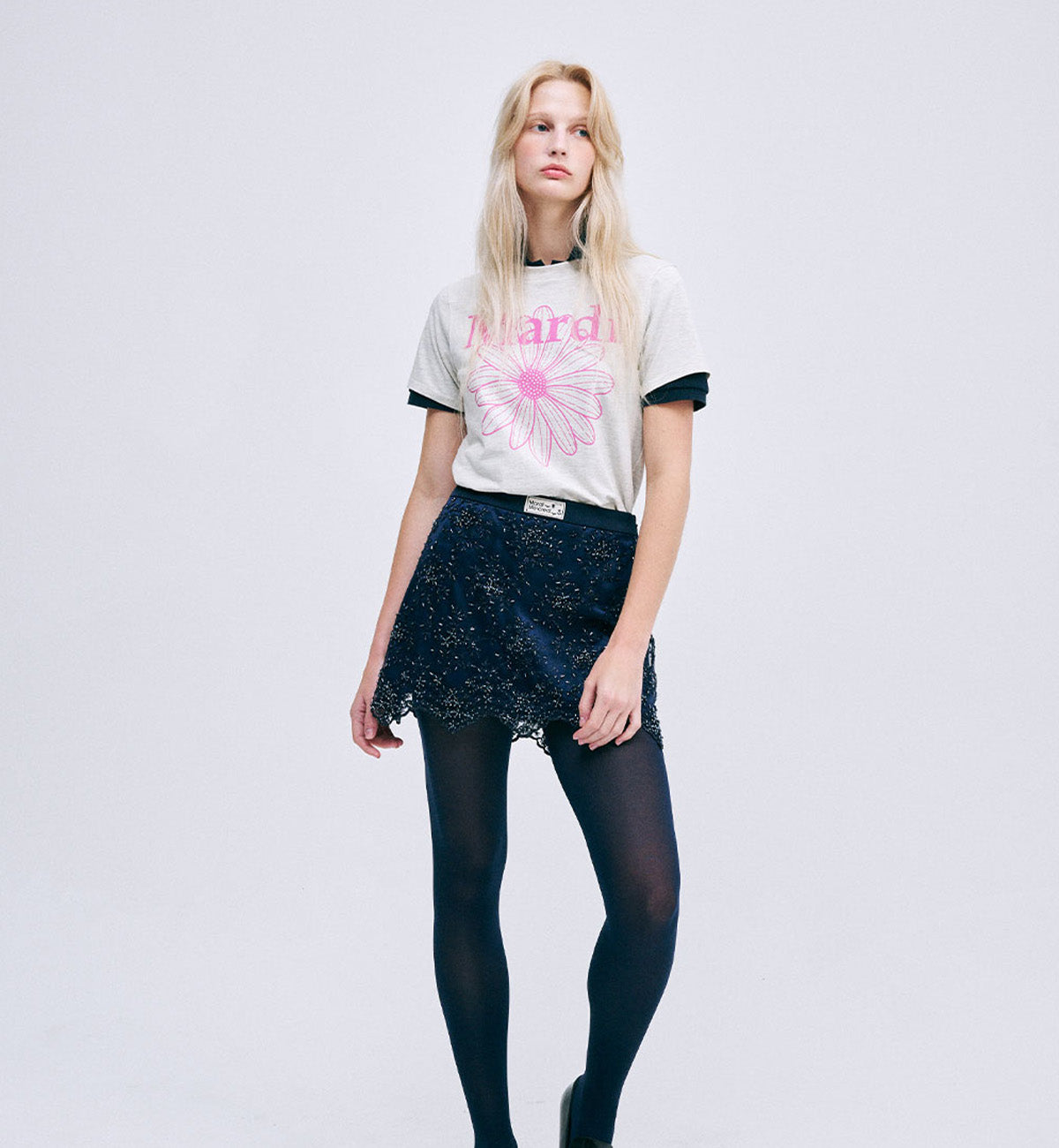 Mardi Mercredi Flower Mardi T-Shirt (Oathmeal Pink)