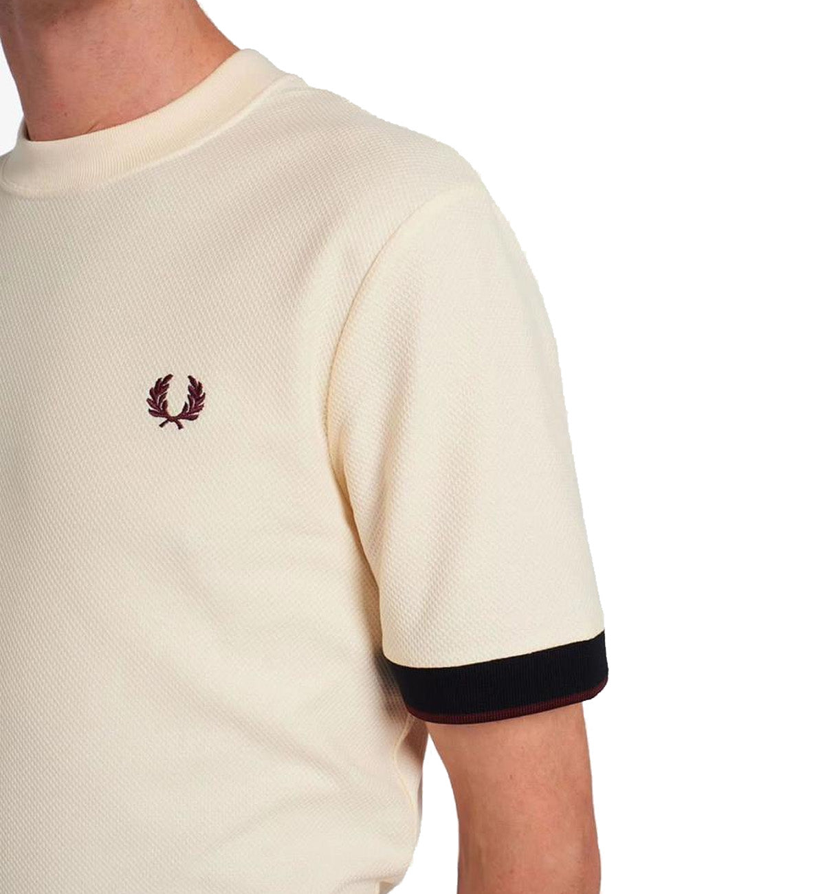 Fred Perry Cuff Piqué T-Shirt (Ecru)