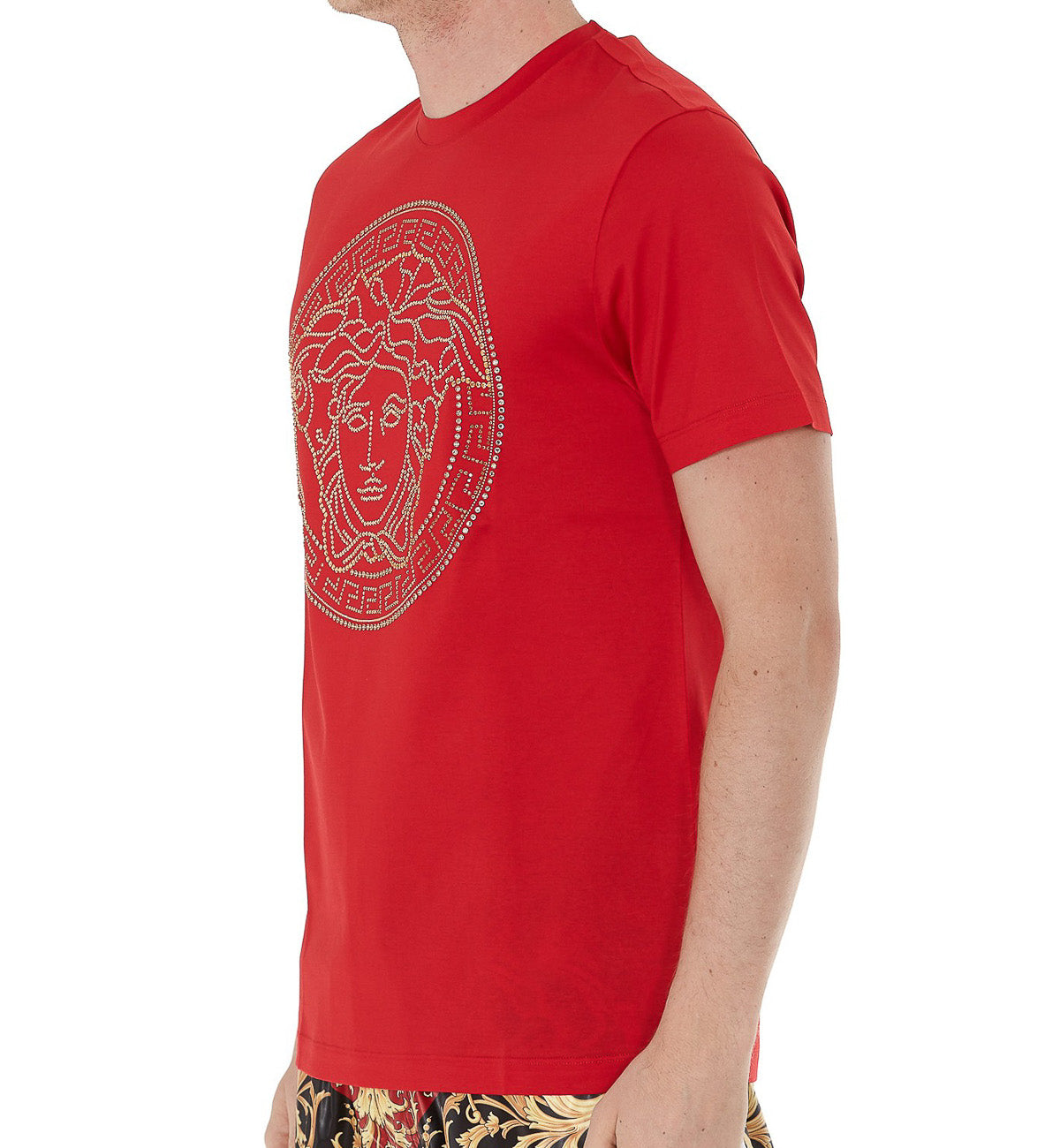 Versace Gold-tone Medusa Head Tee (Red)