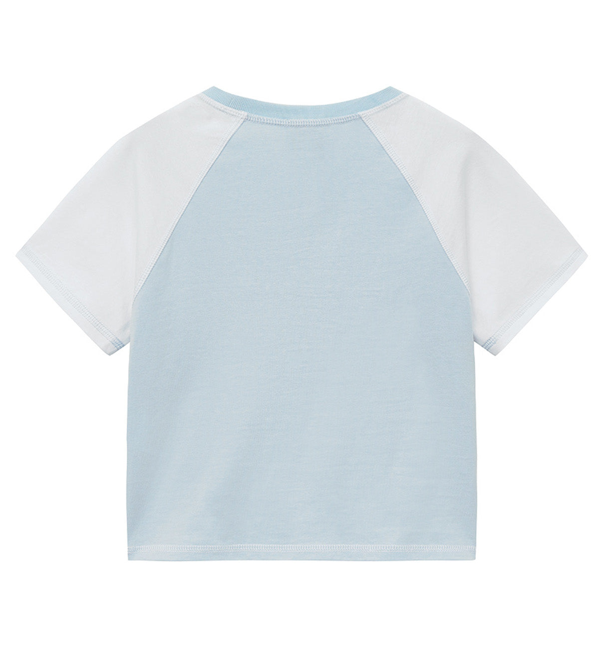 Marithe W Raglan Stitch Crop T-Shirt (Light Blue)