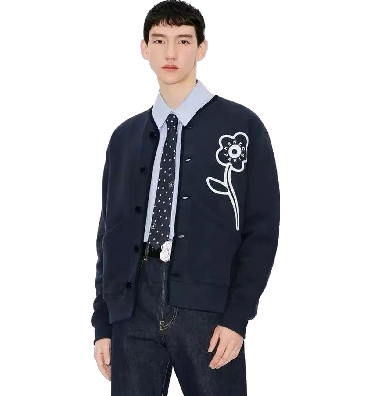 Kenzo Embroidered Navy Button Jacket