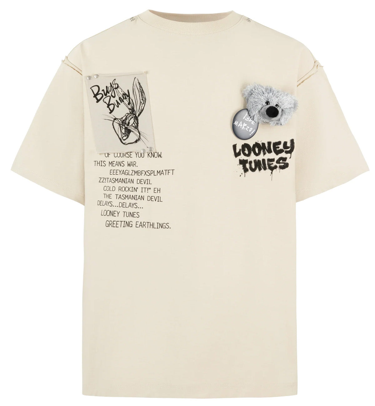 13DE MARZO x LOONEY TUNES Bugs Bunny Sketch T-Shirt (Beige)