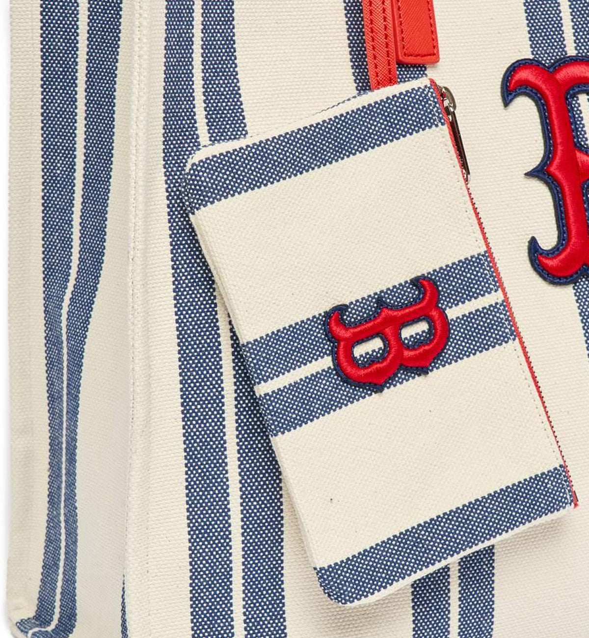 MLB Ethnic Stripe Boston Redsox Tote Bag (White)