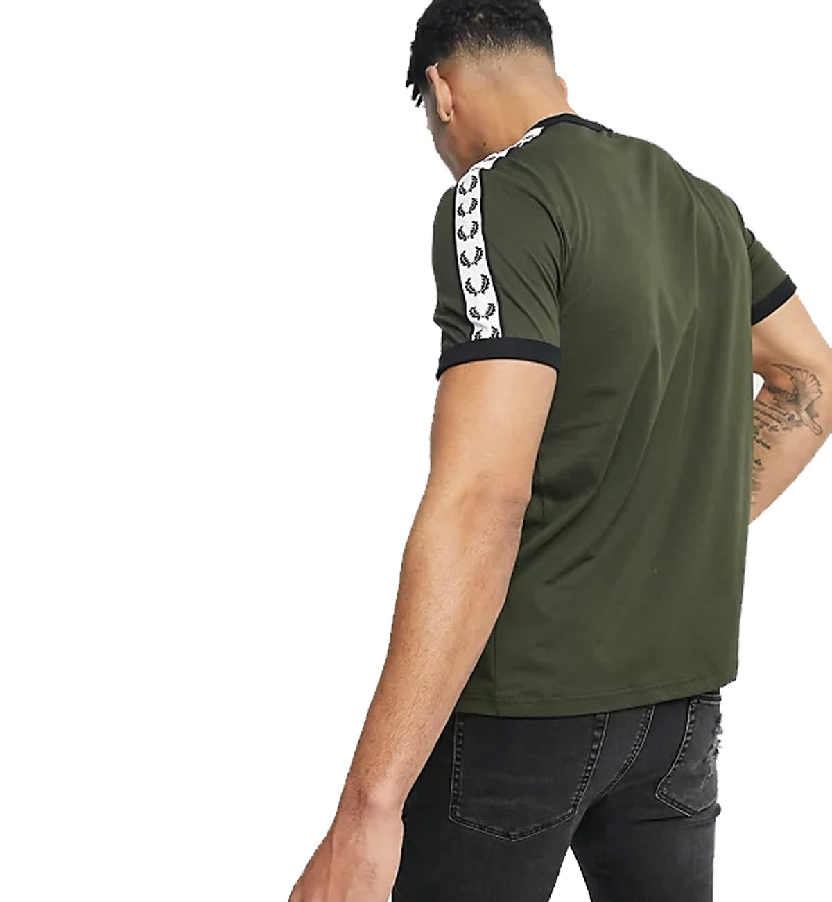 Fred Perry Taped Ringer Tee - Olive Green