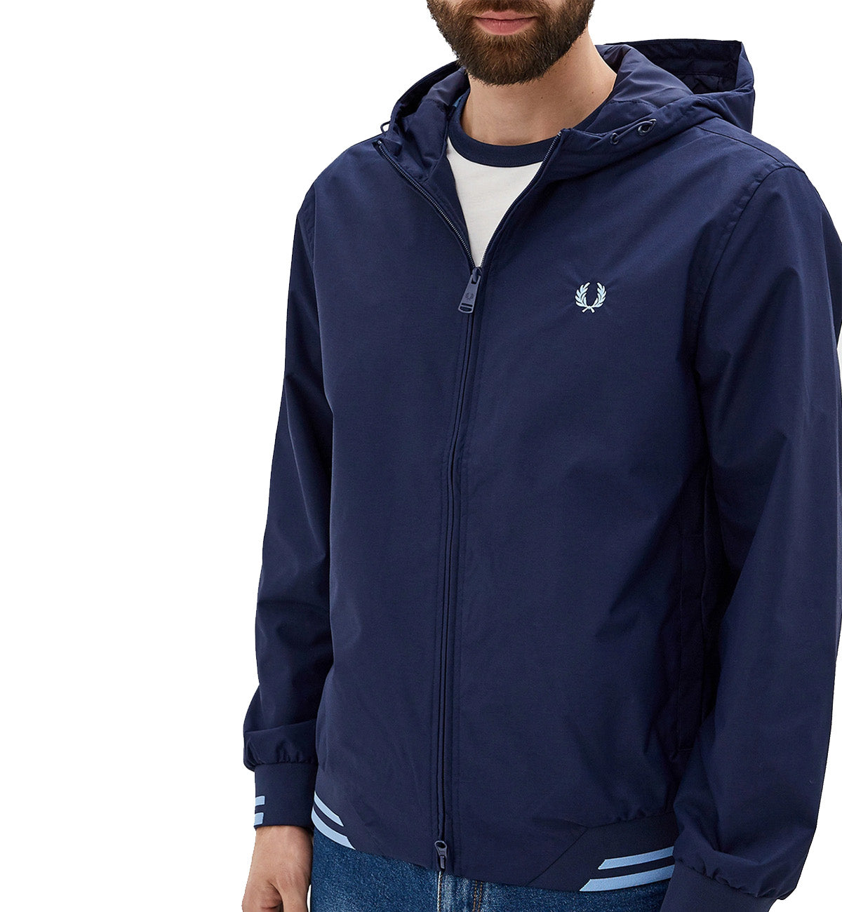 Fred Perry Tipped Hooded Sports Carbon Blue Jacket