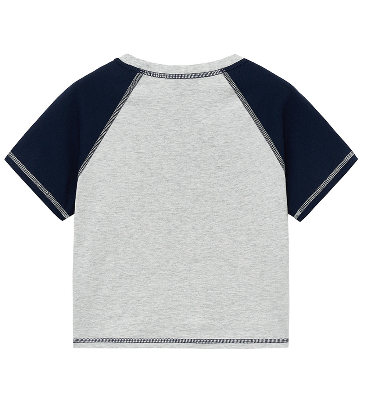 Marithe W Raglan Stitch Crop T-Shirt (Heather Grey)