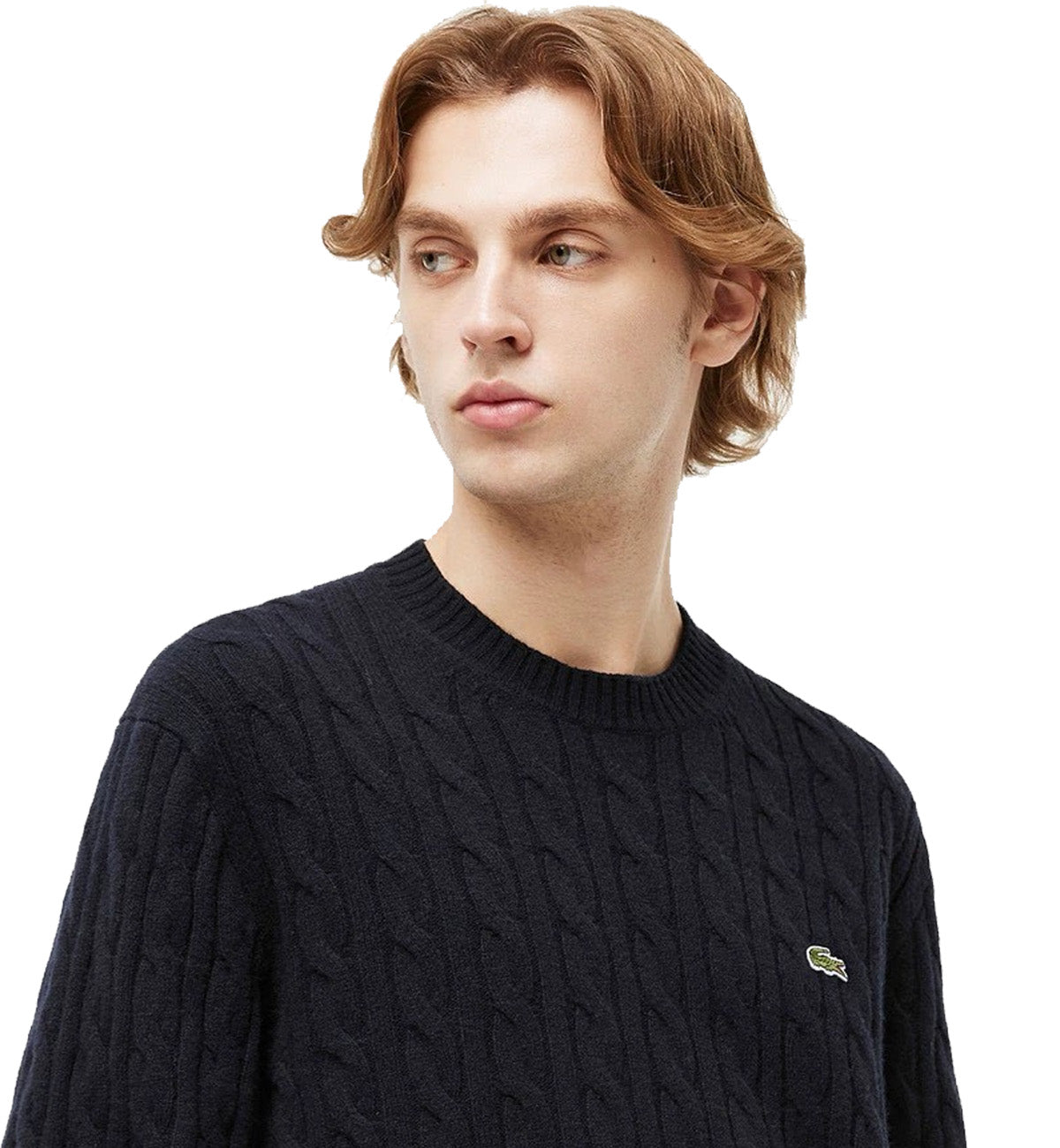 Lacoste Responsible Wool Cable Knit Sweater (Black)