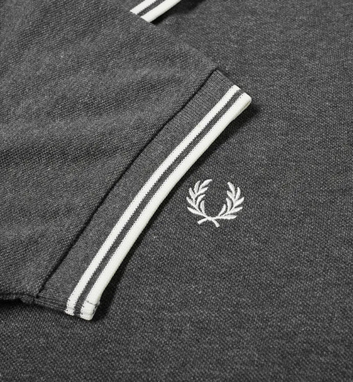 Fred Perry White Double Stripe Dark Grey Polo Shirt